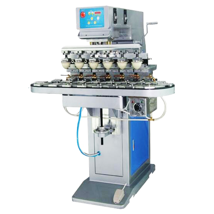 6 color ink tray tampo printer with conveyor