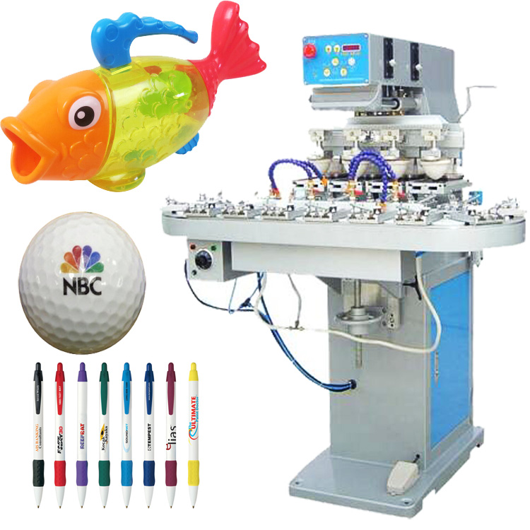 4 color Closed ink cup pad printer with conveyor 